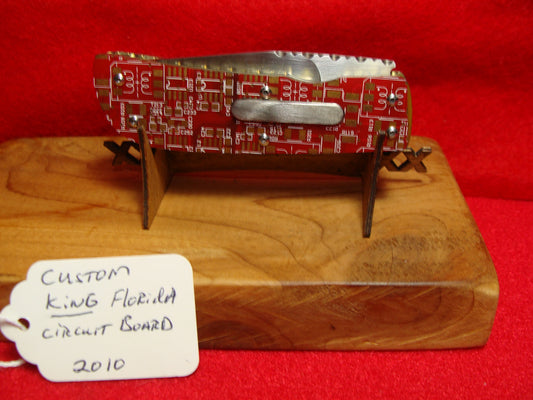 KING CUSTOM KNIFE 2010 FLORIDA CUSTOM AUTOMATIC KNIFE RED CIRCUIT BOARD HANDLES