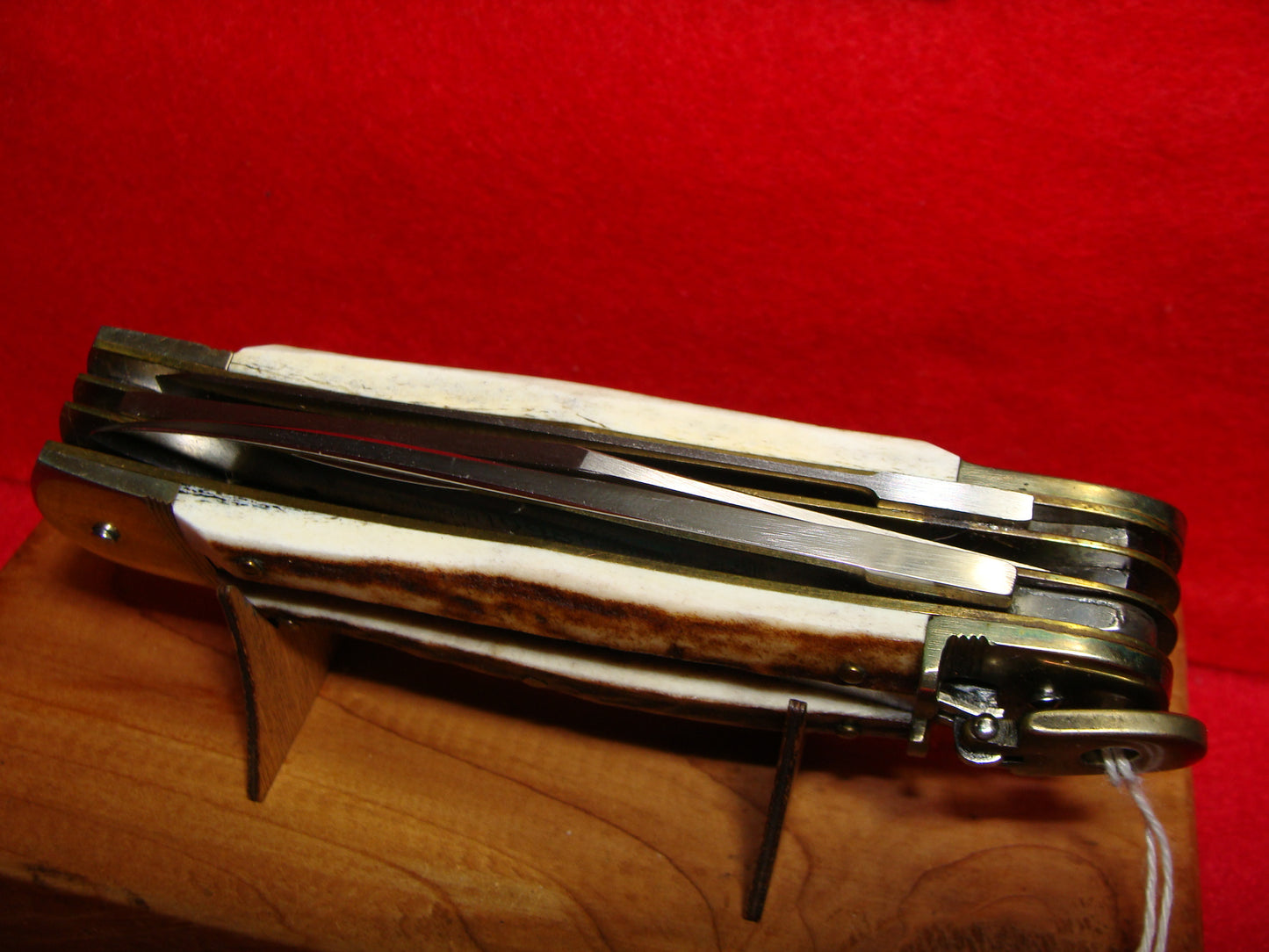 HUBERTUS SOLINGEN GERMANY 1998 LEVER AUTOMATIC 3 BLADE LIMITED EDITION CUSTOM 11 CM GERMAN AUTOMATIC KNIFE STAG HANDLES