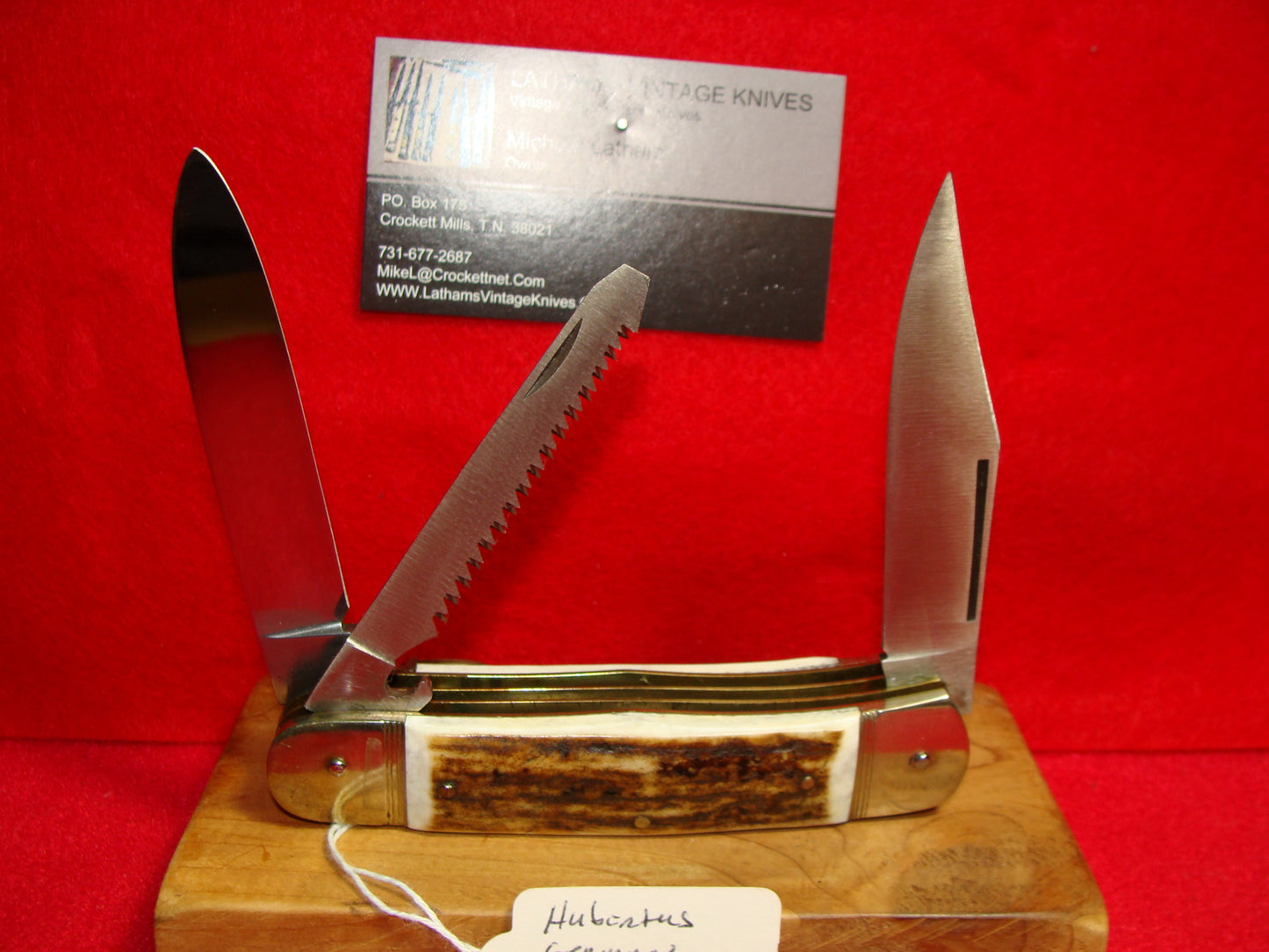 HUBERTUS SOLINGEN GERMANY 1998 LEVER AUTOMATIC 3 BLADE LIMITED EDITION CUSTOM 11 CM GERMAN AUTOMATIC KNIFE STAG HANDLES