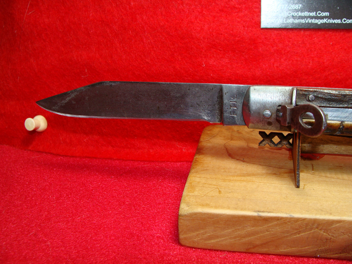 ETIS SPAINISH 1950-56 LEVER AUTOMATIC LARGE HUNTER VINTAGE IMPORTED AUTOMATIC KNIFE STAG HANDLES