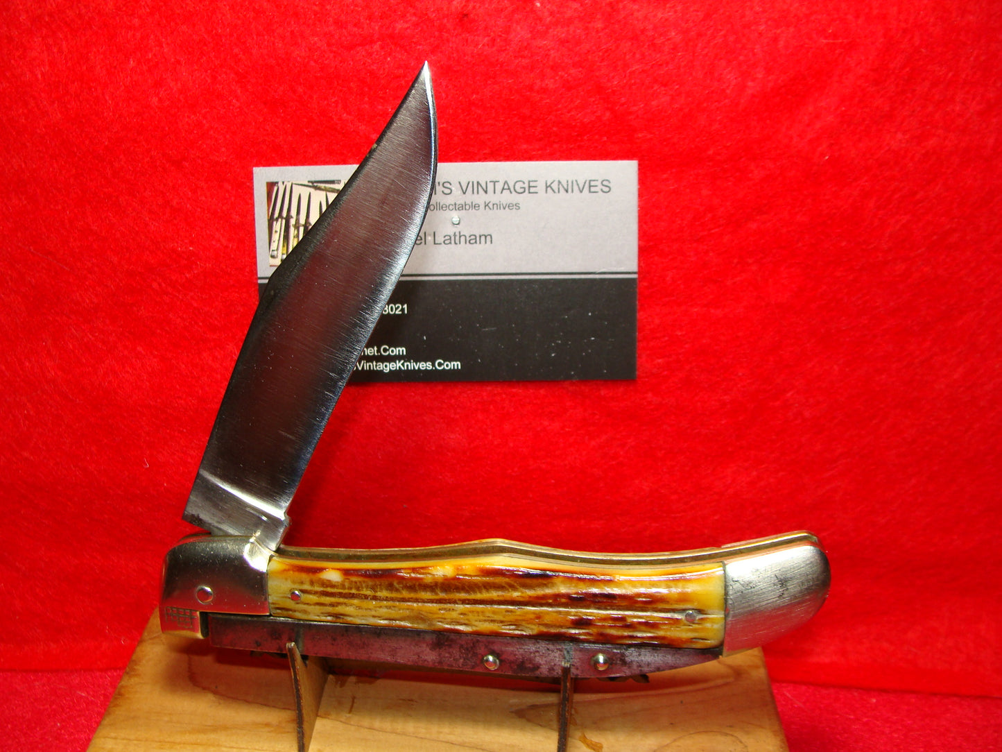 KA-BAR USA 1923-40 LEVER AUTOMATIC MEDIUM GRIZZLY AMERICAN AUTOMATIC KNIFE 2ND CUT STAG HANDLES