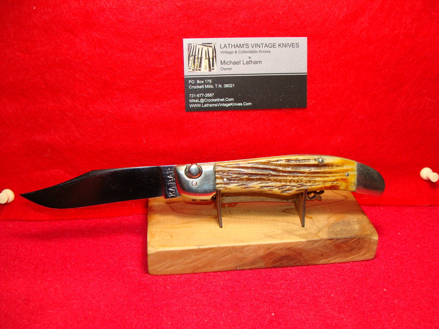 KA-BAR USA 1923-40 LEVER AUTOMATIC MEDIUM GRIZZLY AMERICAN AUTOMATIC KNIFE 2ND CUT STAG HANDLES