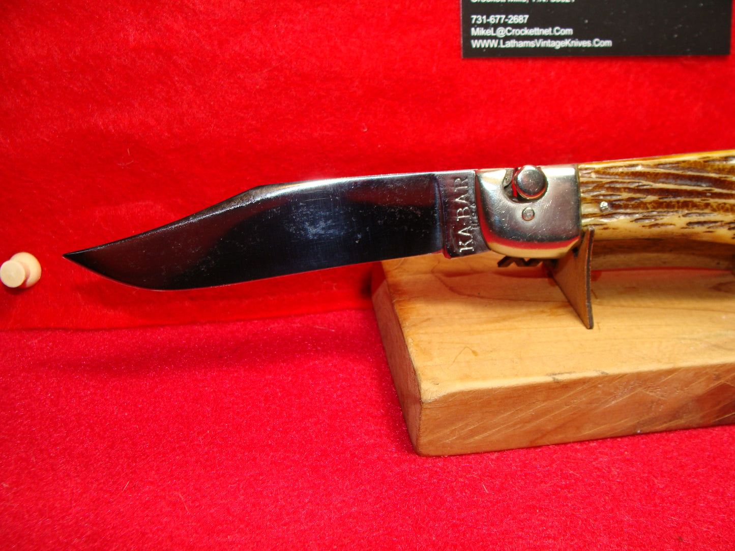 KA-BAR USA 1923-40 LEVER AUTOMATIC MEDIUM GRIZZLY AMERICAN AUTOMATIC KNIFE 2ND CUT STAG HANDLES