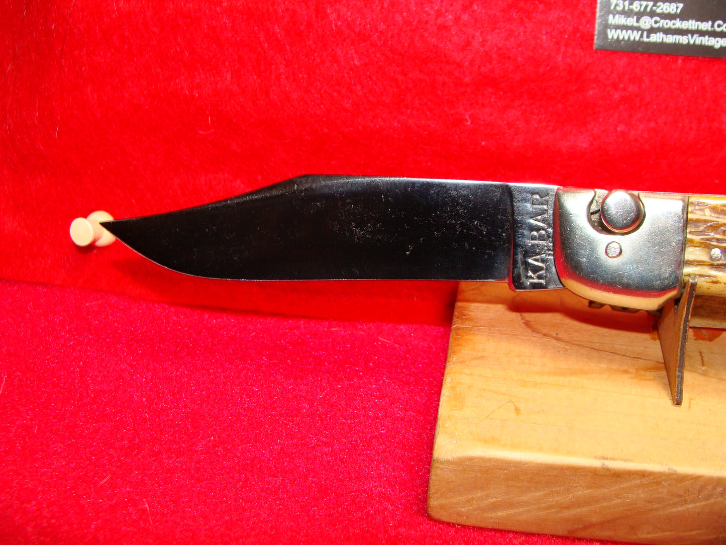 KA-BAR USA 1923-40 LEVER AUTOMATIC MEDIUM GRIZZLY AMERICAN AUTOMATIC KNIFE 2ND CUT STAG HANDLES