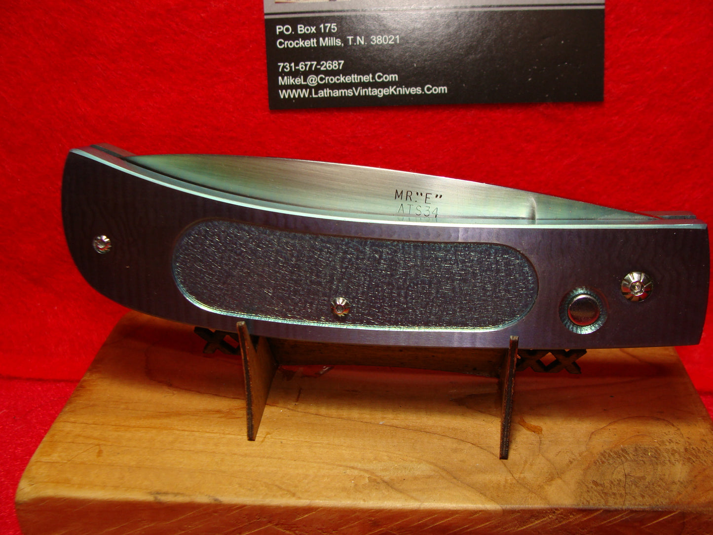 MR "E" ATS 34 CUSTOM LARGE CUSTOM AUTOMATIC KNIFE ALL METAL HANDLES