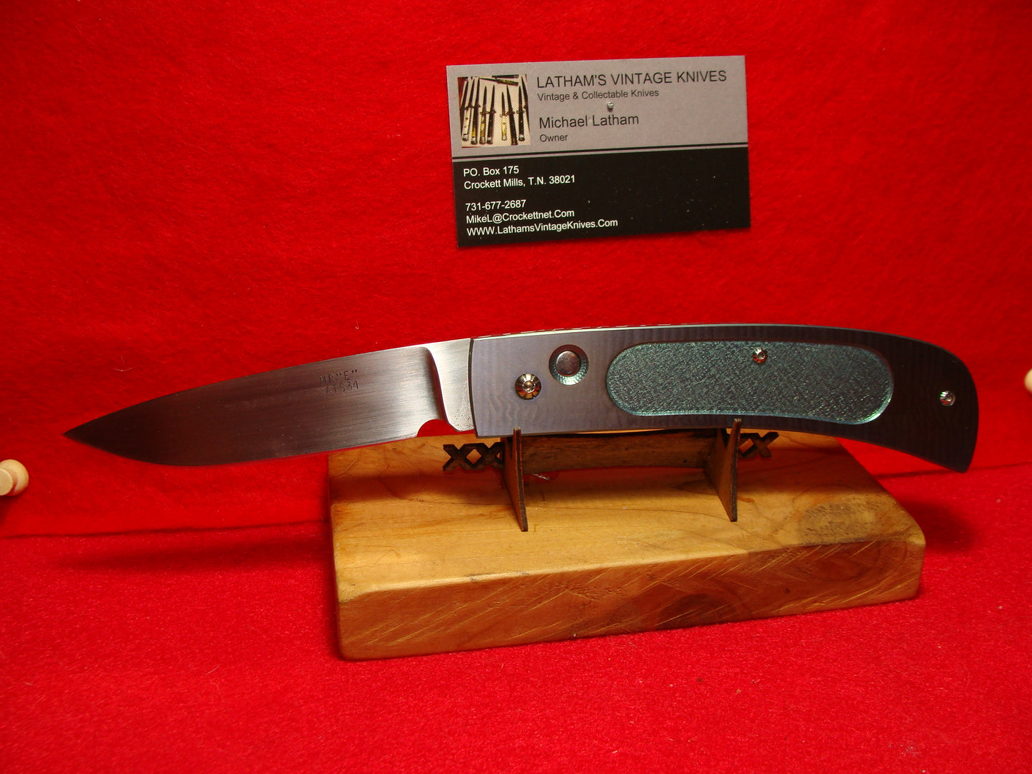 MR "E" ATS 34 CUSTOM LARGE CUSTOM AUTOMATIC KNIFE ALL METAL HANDLES