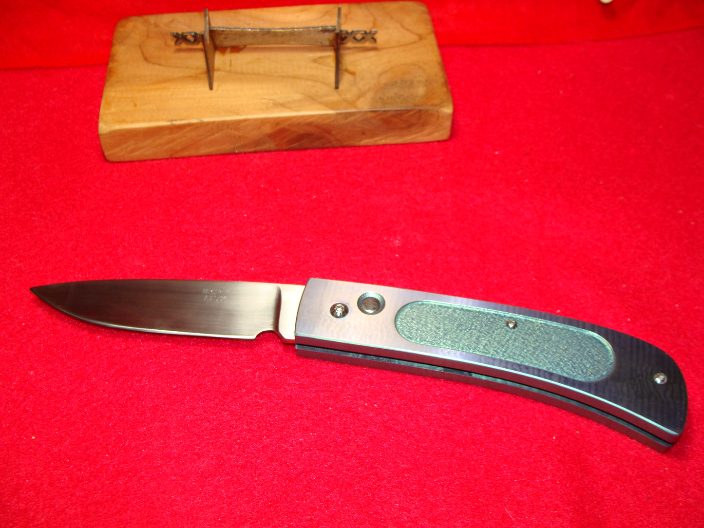 MR "E" ATS 34 CUSTOM LARGE CUSTOM AUTOMATIC KNIFE ALL METAL HANDLES