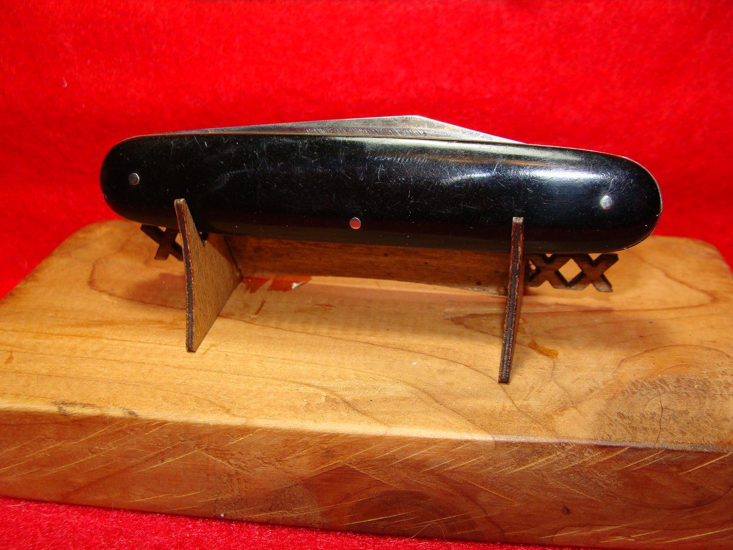 SCHRADE CUT CO. WALDEN NY 1916-46 SINGLE BLADE 3 3/4" VINTAGE AMERICAN AUTOMATIC KNIFE SLICK BLACK COMPOSITION HANDLES