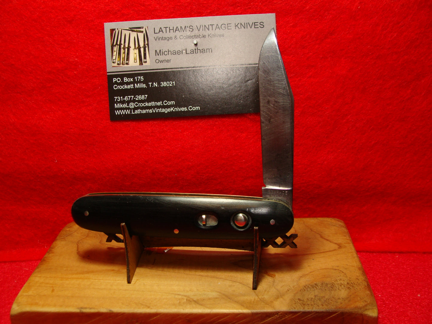 SCHRADE CUT CO. WALDEN NY 1916-46 SINGLE BLADE 3 3/4" VINTAGE AMERICAN AUTOMATIC KNIFE SLICK BLACK COMPOSITION HANDLES