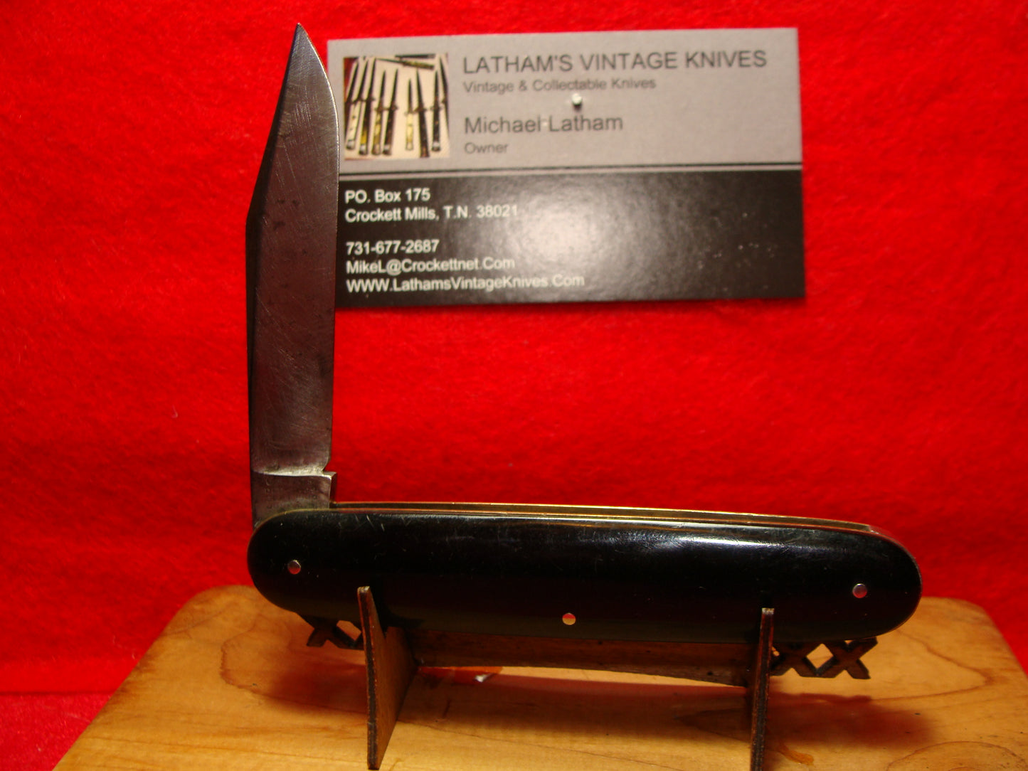 SCHRADE CUT CO. WALDEN NY 1916-46 SINGLE BLADE 3 3/4" VINTAGE AMERICAN AUTOMATIC KNIFE SLICK BLACK COMPOSITION HANDLES