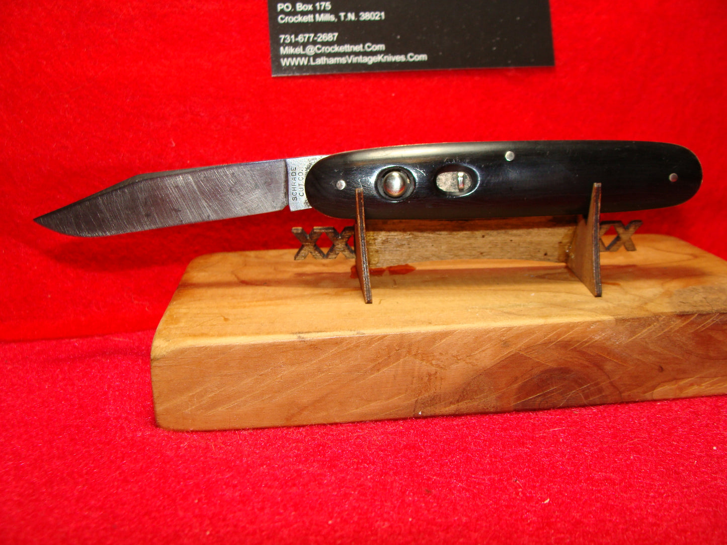 SCHRADE CUT CO. WALDEN NY 1916-46 SINGLE BLADE 3 3/4" VINTAGE AMERICAN AUTOMATIC KNIFE SLICK BLACK COMPOSITION HANDLES