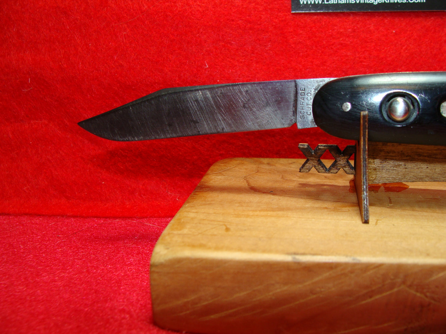 SCHRADE CUT CO. WALDEN NY 1916-46 SINGLE BLADE 3 3/4" VINTAGE AMERICAN AUTOMATIC KNIFE SLICK BLACK COMPOSITION HANDLES