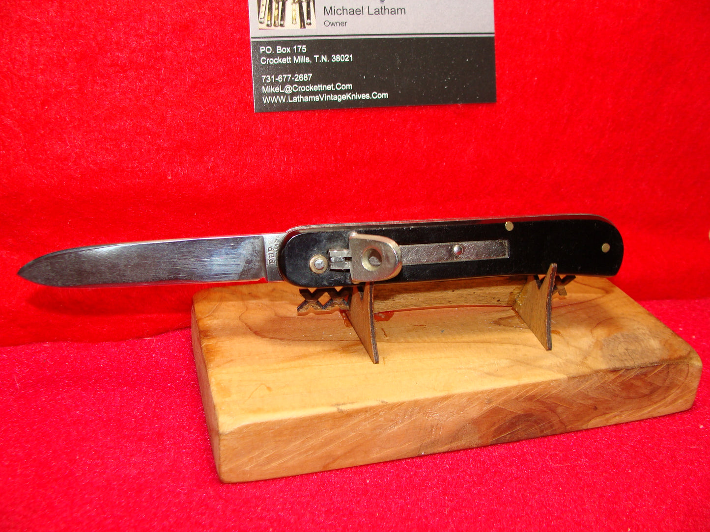 PUP GERMANY 1950-60 LEVER AUTOMATIC 10 CM GERMAN AUTOMATIC KNIFE BLACK COMPOSITION HANDLES