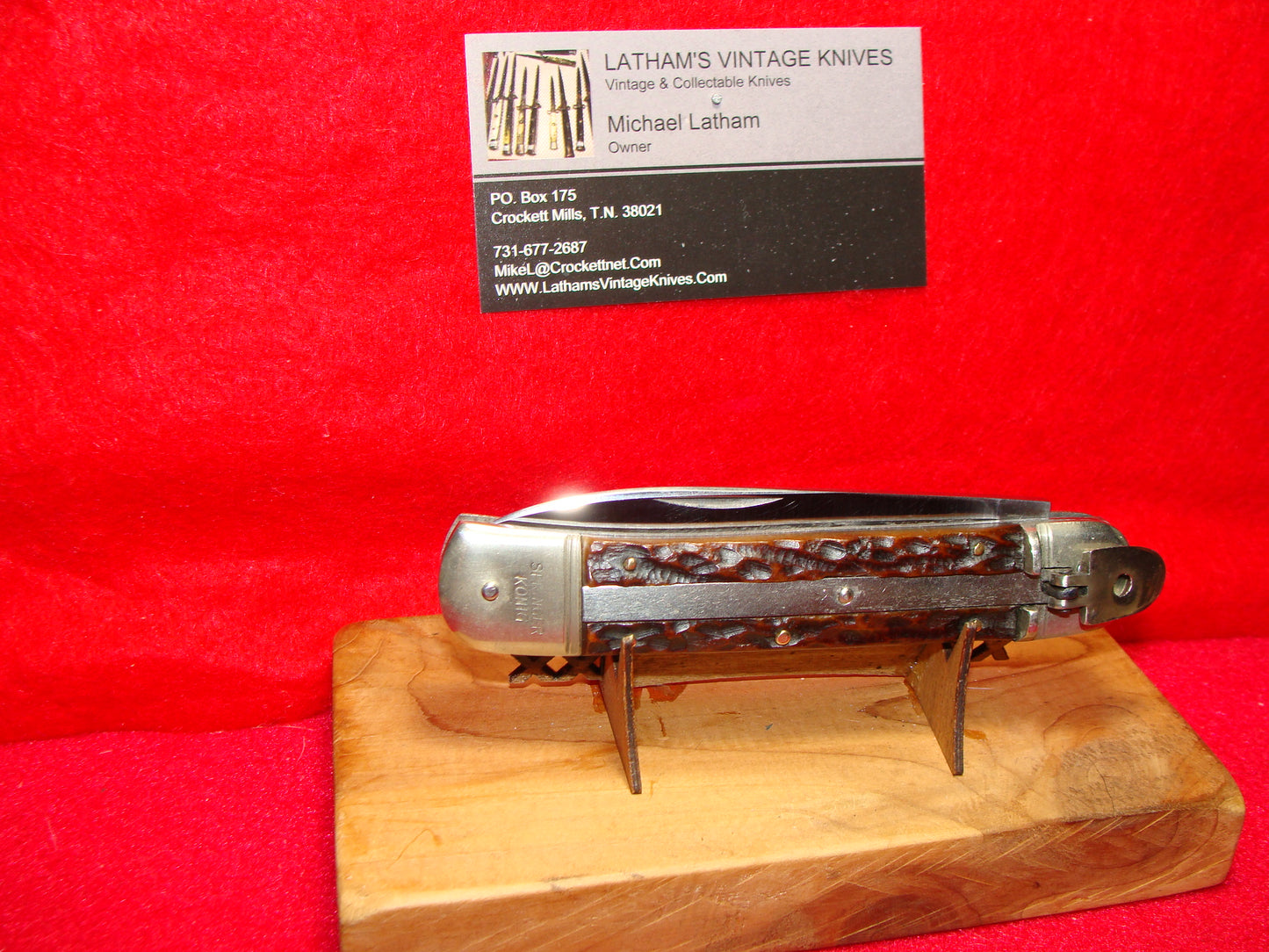 M.I. GERMANY SOLINGEN 1950-60 LEVER AUTOMATIC SPRINGER KONIG 11 CM GERMAN AUTOMATIC KNIFE JIGGED BROWN BONE HANDLES