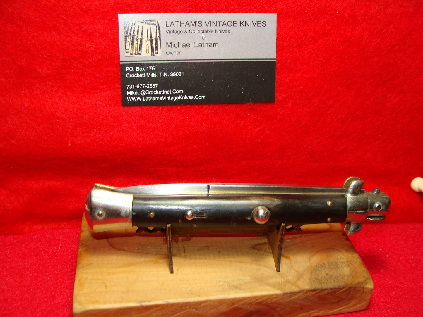 ROMANELLI EXPORT & IMPORT CO. MADE IN ITALY 1950-56 PICK LOCK STILETTO 28 CM ITALIAN AUTOMATIC KNIFE BUFFALO HORN HANDLES