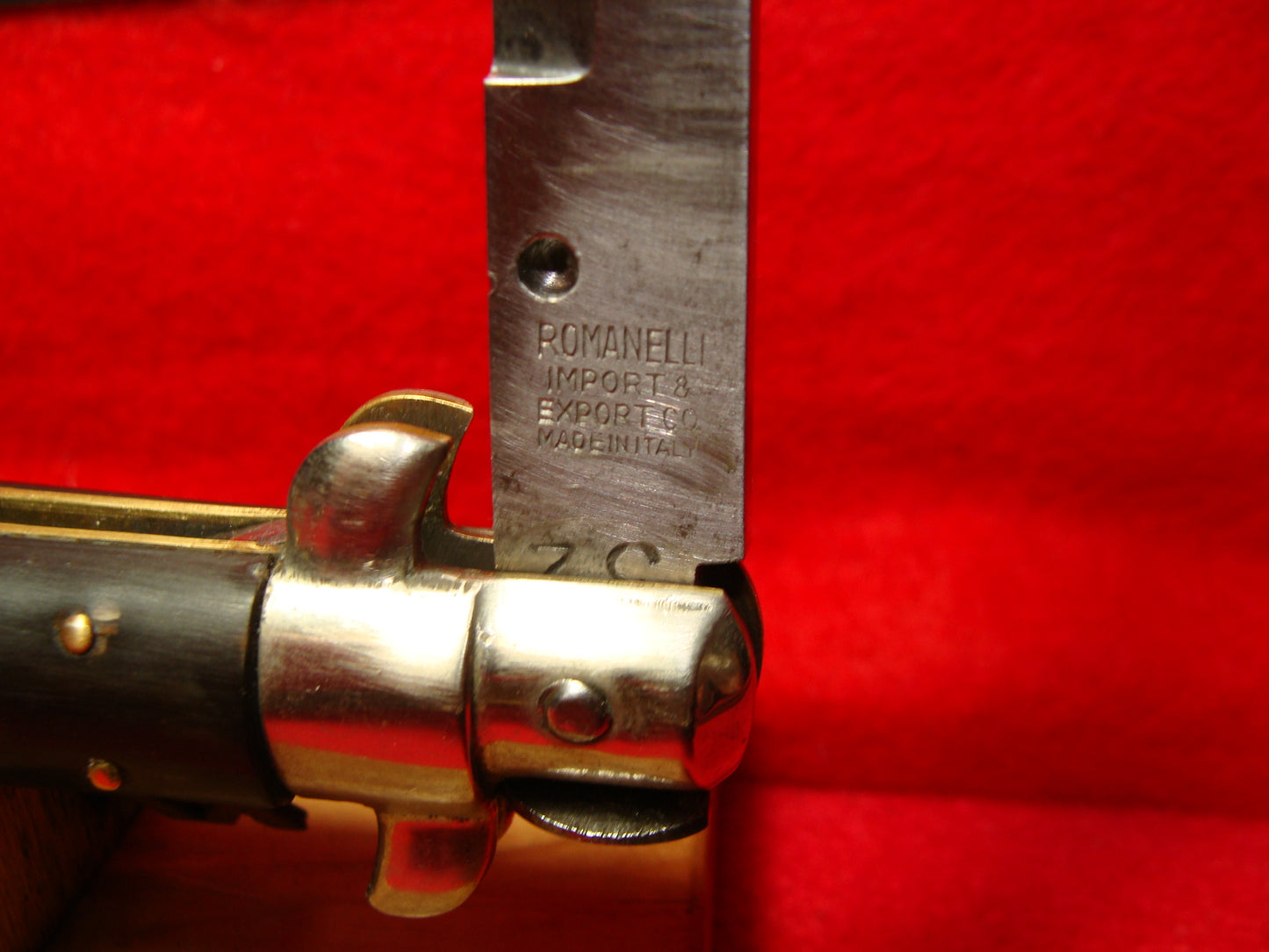 ROMANELLI EXPORT & IMPORT CO. MADE IN ITALY 1950-56 PICK LOCK STILETTO 28 CM ITALIAN AUTOMATIC KNIFE BUFFALO HORN HANDLES