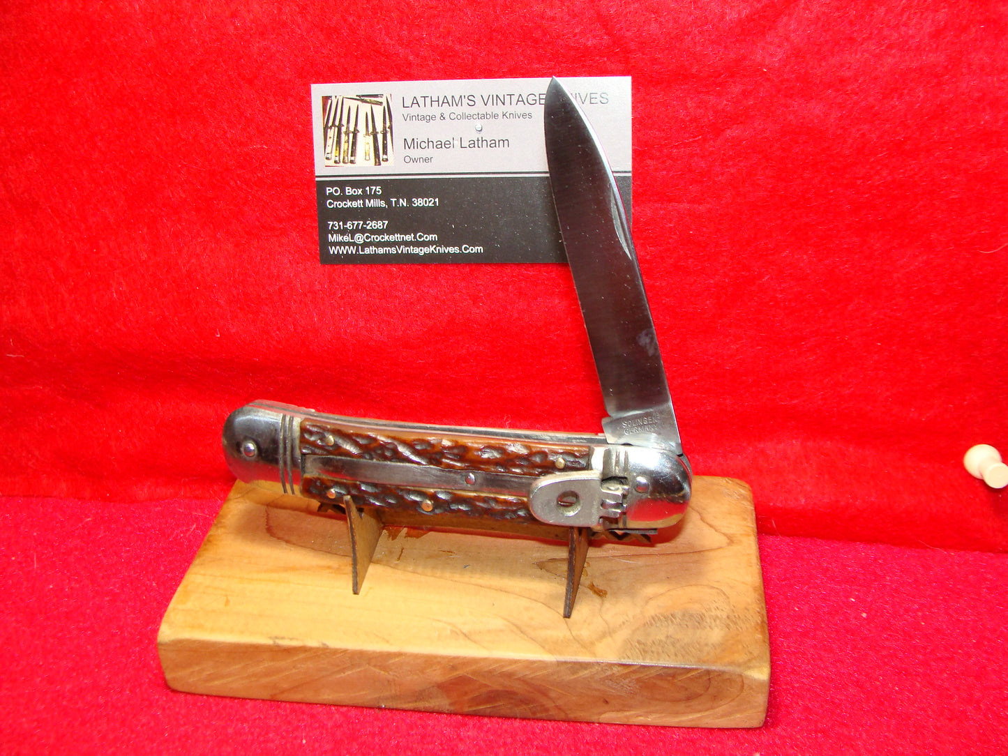 R.J. RICHTER SOLINGEN GERMANY 1950-58 LEVER AUTOMATIC 11 CM GERMAN AUTOMATIC KNIFE BROWN JIGGED BONE HANDLES