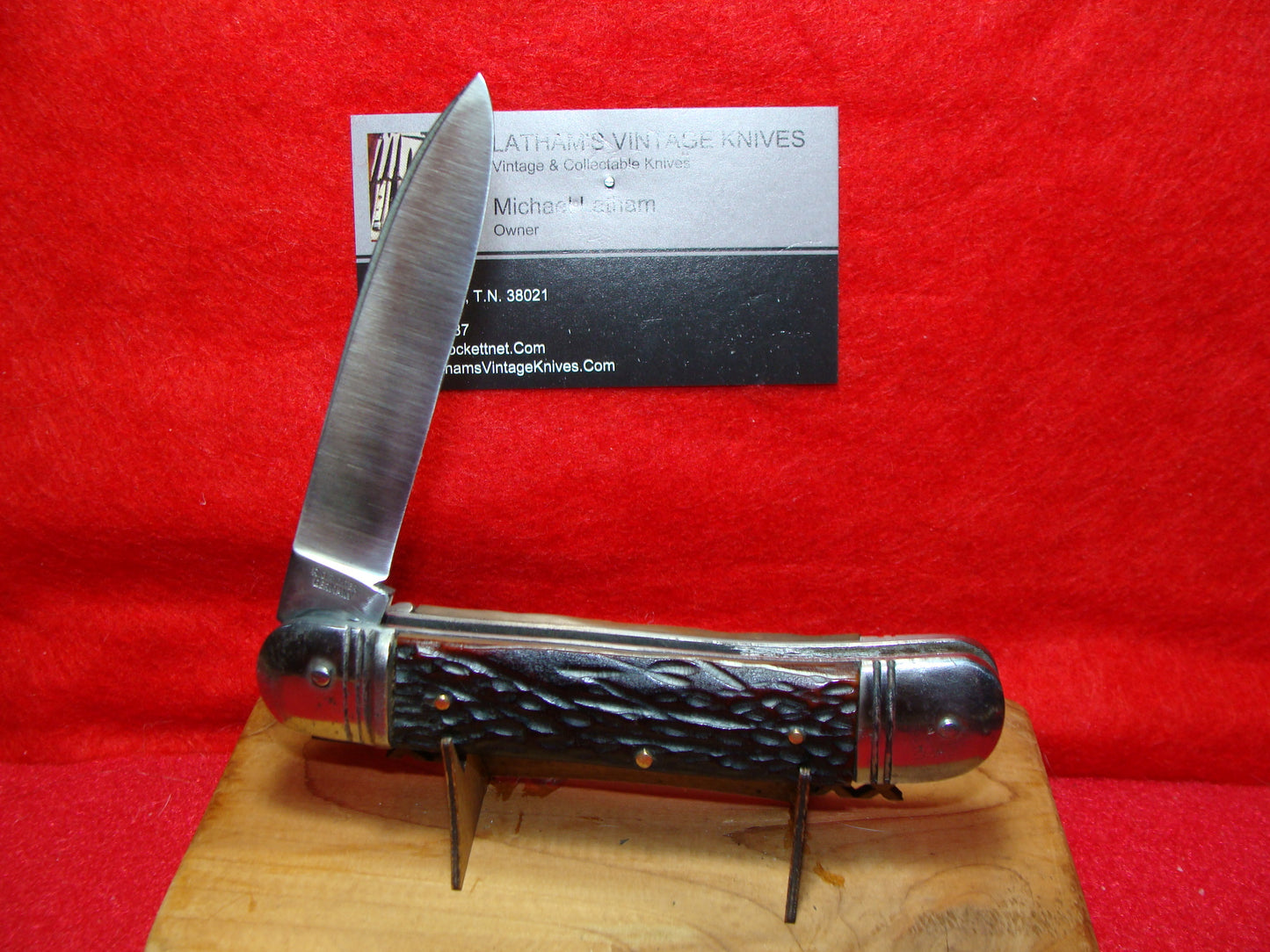 R.J. RICHTER SOLINGEN GERMANY 1950-58 LEVER AUTOMATIC 11 CM GERMAN AUTOMATIC KNIFE BROWN JIGGED BONE HANDLES