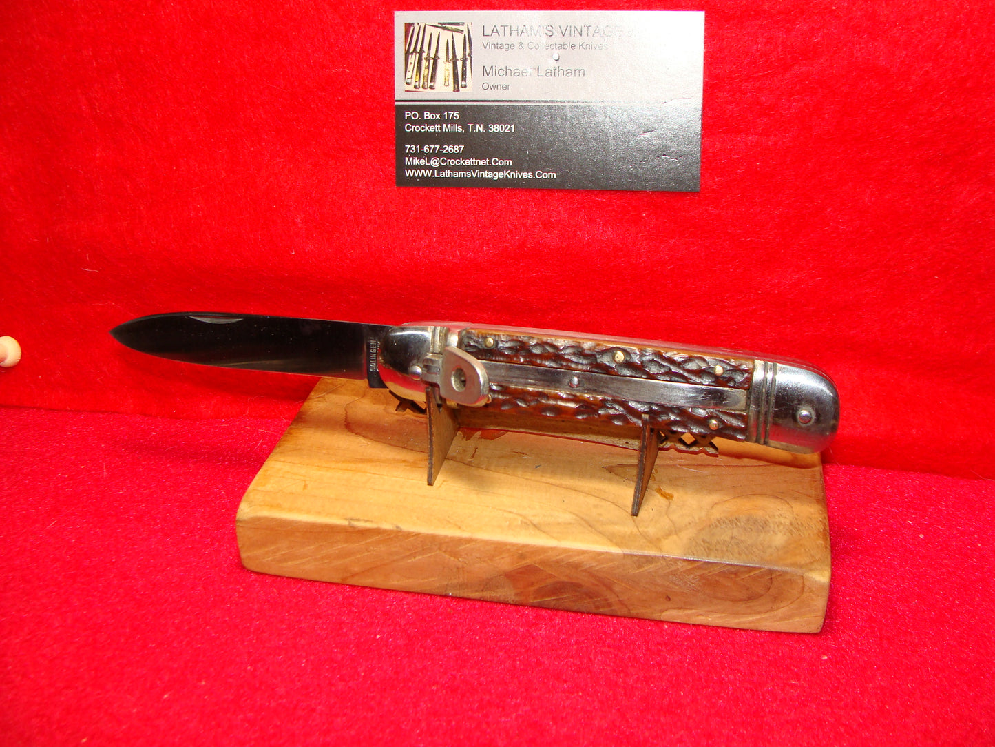 R.J. RICHTER SOLINGEN GERMANY 1950-58 LEVER AUTOMATIC 11 CM GERMAN AUTOMATIC KNIFE BROWN JIGGED BONE HANDLES