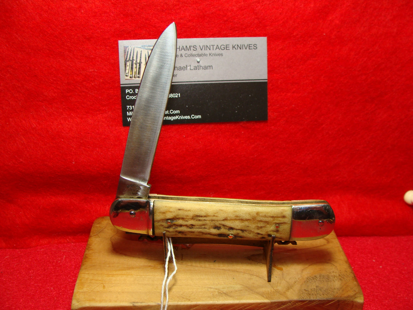 BONSA SOLINGEN GERMANY 1955-65 LEVER AUTOMATIC SPRINGER 11 CM GERMAN AUTOMATIC KNIFE STAG HANDLES