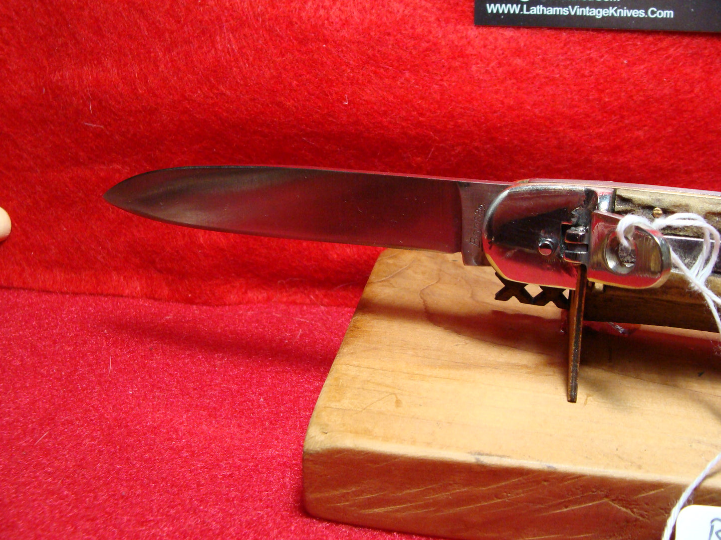 BONSA SOLINGEN GERMANY 1955-65 LEVER AUTOMATIC SPRINGER 11 CM GERMAN AUTOMATIC KNIFE STAG HANDLES
