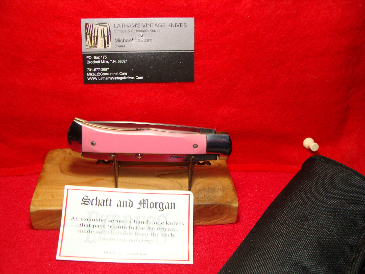 SCHATT & MORGAN QUEEN CUTLERY 2017 LEVER AUTOMATIC EXPRESS #3 AMERICAN AUTOMATIC KNIFE "BUBBA GUM" PINK MICARTA HANDLES