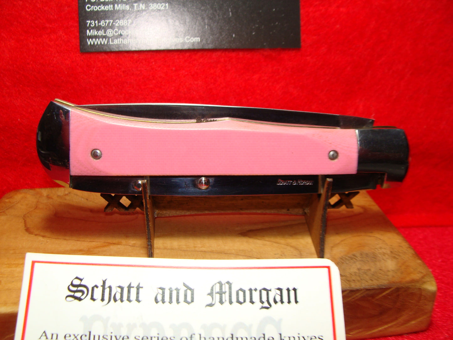 SCHATT & MORGAN QUEEN CUTLERY 2017 LEVER AUTOMATIC EXPRESS #3 AMERICAN AUTOMATIC KNIFE "BUBBA GUM" PINK MICARTA HANDLES