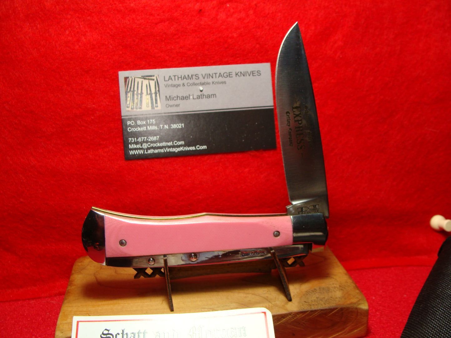 SCHATT & MORGAN QUEEN CUTLERY 2017 LEVER AUTOMATIC EXPRESS #3 AMERICAN AUTOMATIC KNIFE "BUBBA GUM" PINK MICARTA HANDLES