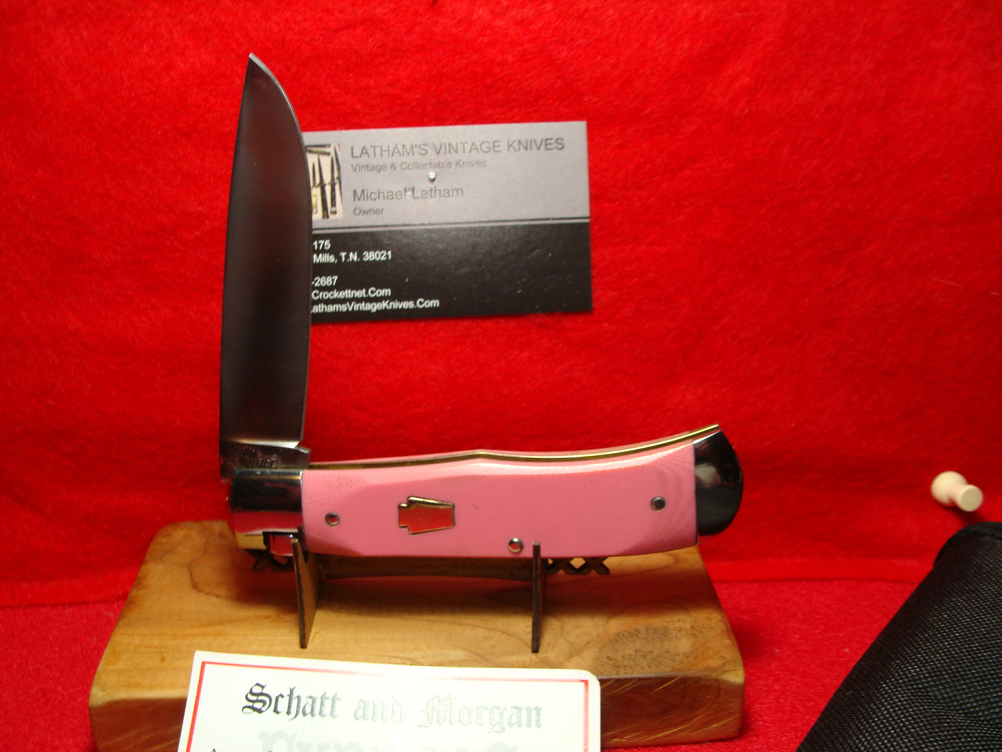 SCHATT & MORGAN QUEEN CUTLERY 2017 LEVER AUTOMATIC EXPRESS #3 AMERICAN AUTOMATIC KNIFE "BUBBA GUM" PINK MICARTA HANDLES