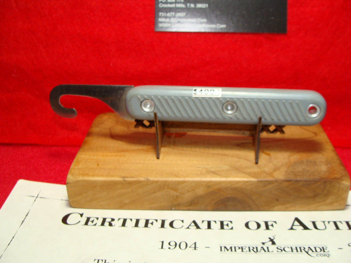 SCHRADE WALDEN NY 1946-76 PROTOTYPE MC1 GREY FIXED SHROUD CUTTER NON AUTOMATIC KNIFE PART OF THE SCHRADE FACTORY COLLECTION