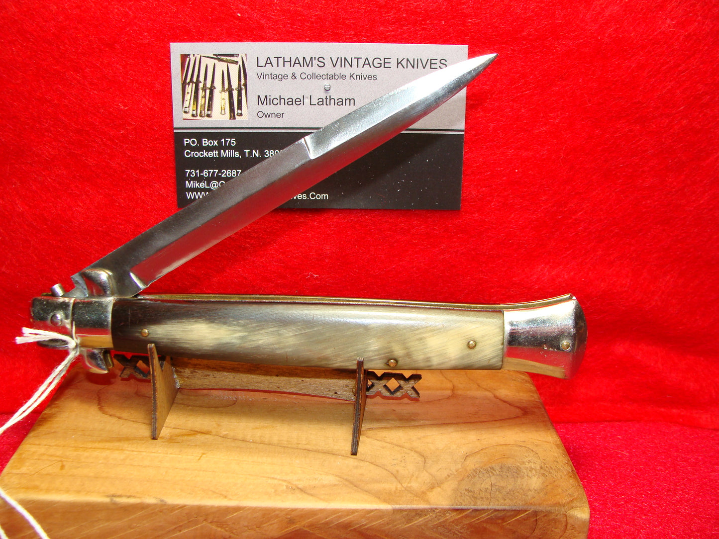 S.M. CO. ITALY 1950-56 PICK LOCK STILETTO 28 CM ITALIAN AUTOMATIC KNIFE BUFFALO HORN HANDLES