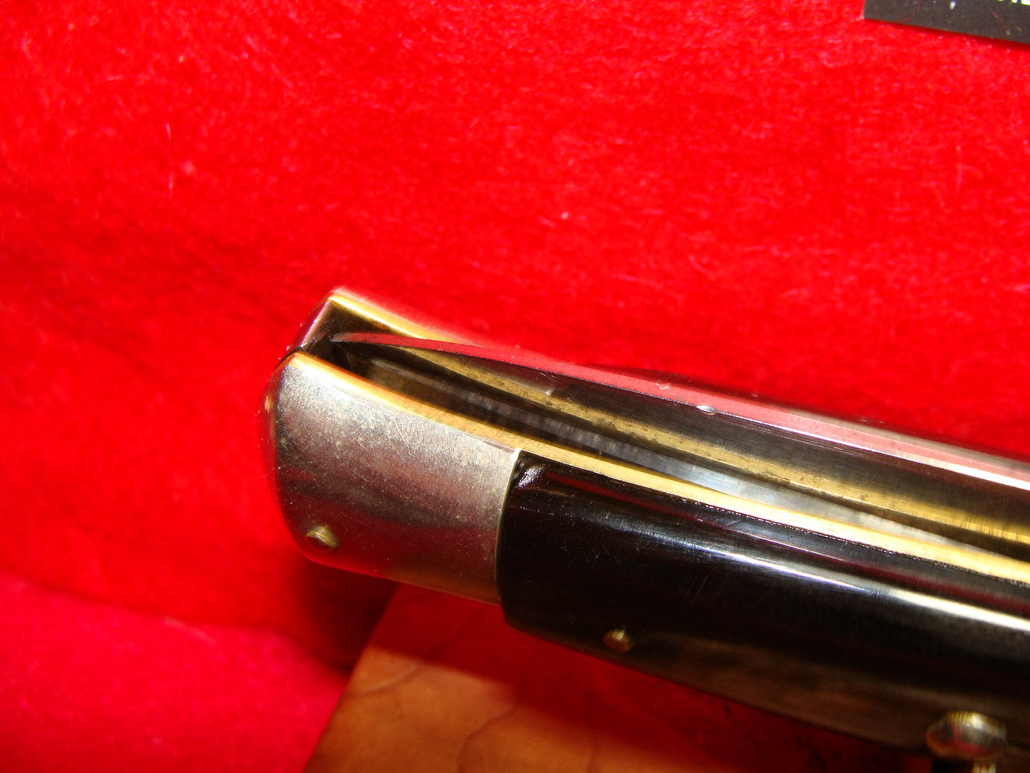 MADE IN ITALY "MAURO MAIRO" 1950-56 PICK LOCK STILETTO 33 CM ITALIAN AUTOMATIC KNIFE BUFFALO HORN HANDLES