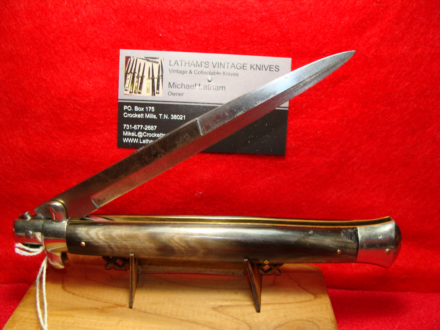 MADE IN ITALY "MAURO MAIRO" 1950-56 PICK LOCK STILETTO 33 CM ITALIAN AUTOMATIC KNIFE BUFFALO HORN HANDLES