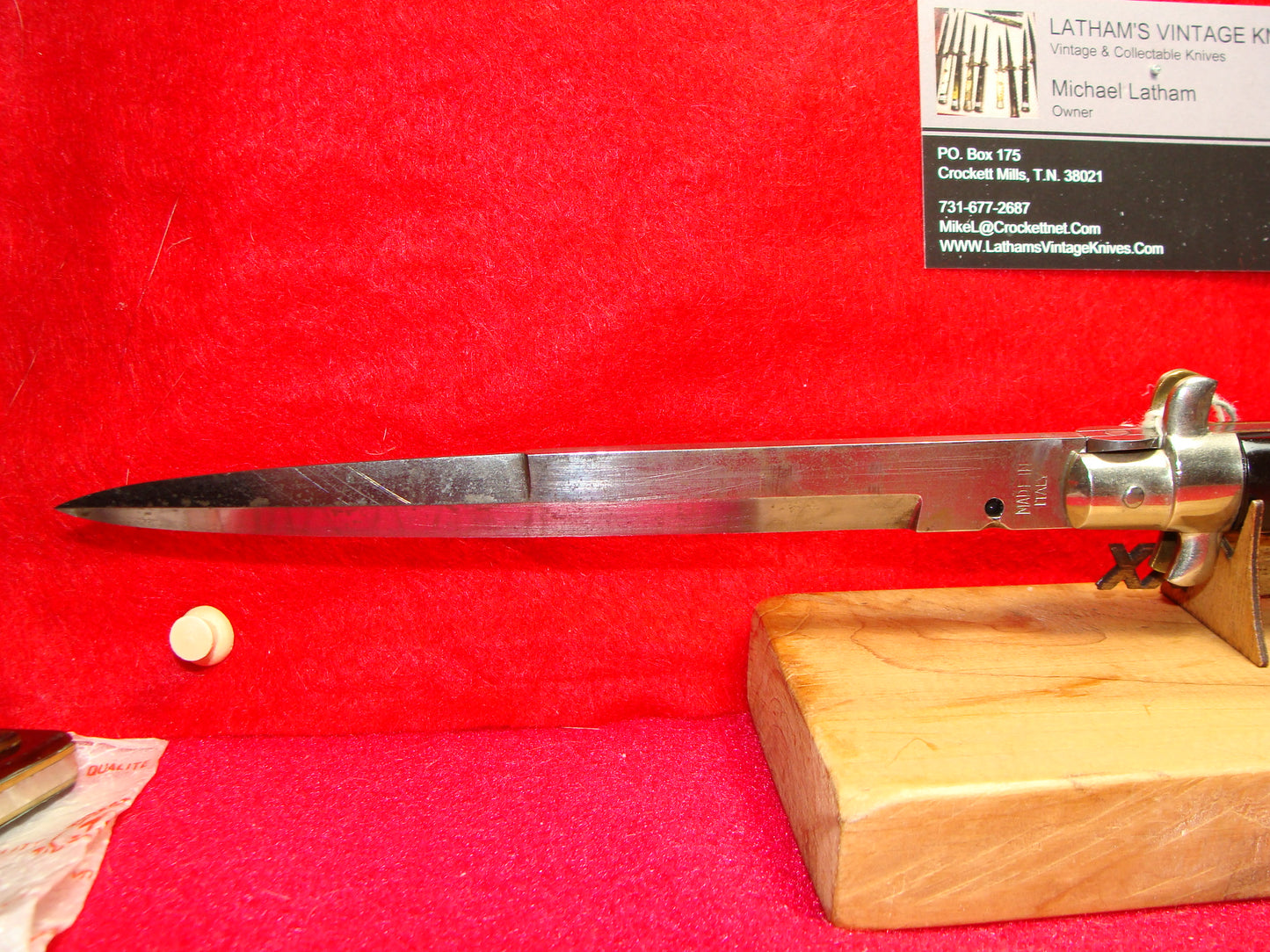 MADE IN ITALY "MAURO MAIRO" 1950-56 PICK LOCK STILETTO 33 CM ITALIAN AUTOMATIC KNIFE BUFFALO HORN HANDLES