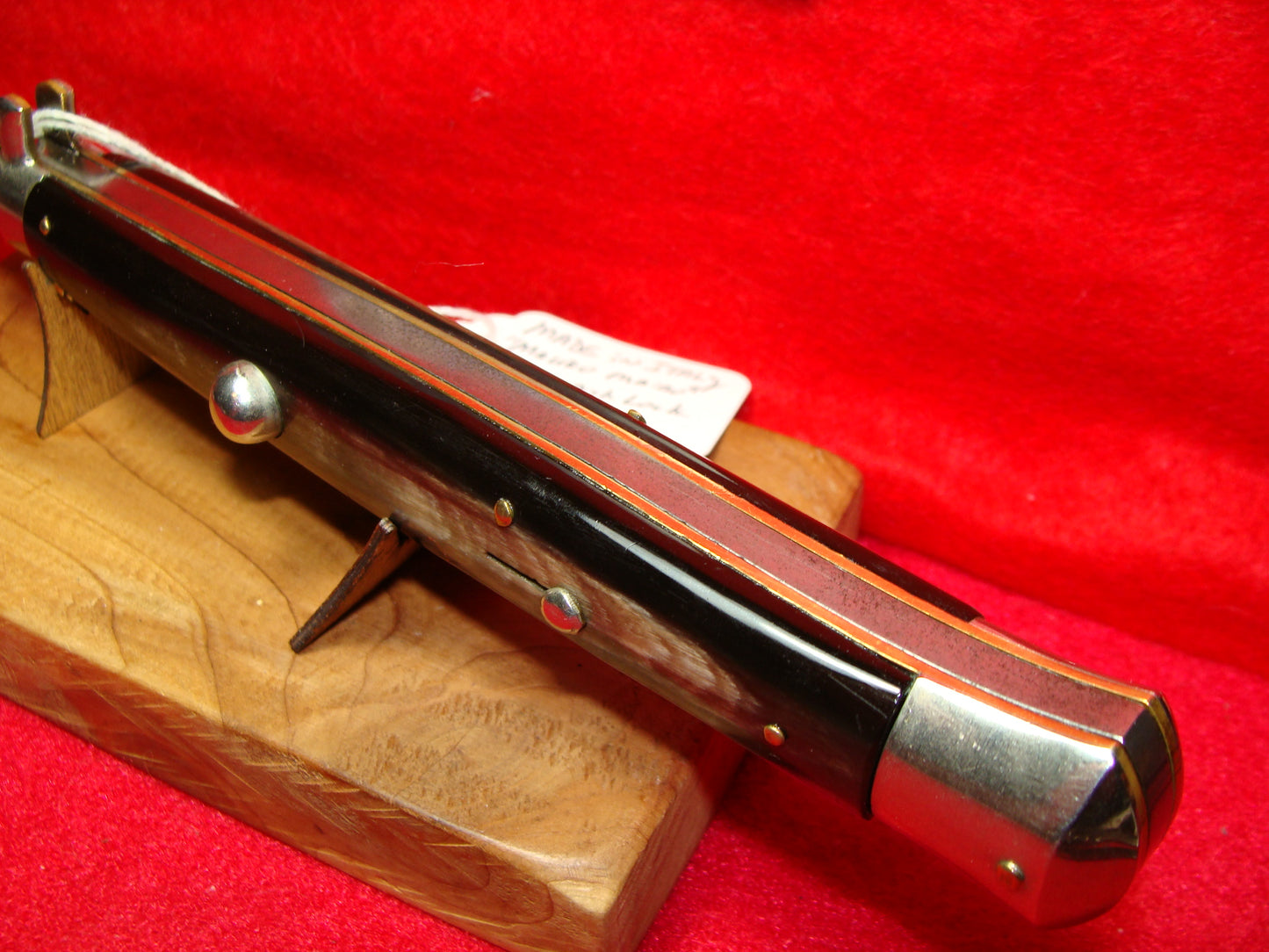 MADE IN ITALY "MAURO MAIRO" 1950-56 PICK LOCK STILETTO 33 CM ITALIAN AUTOMATIC KNIFE BUFFALO HORN HANDLES