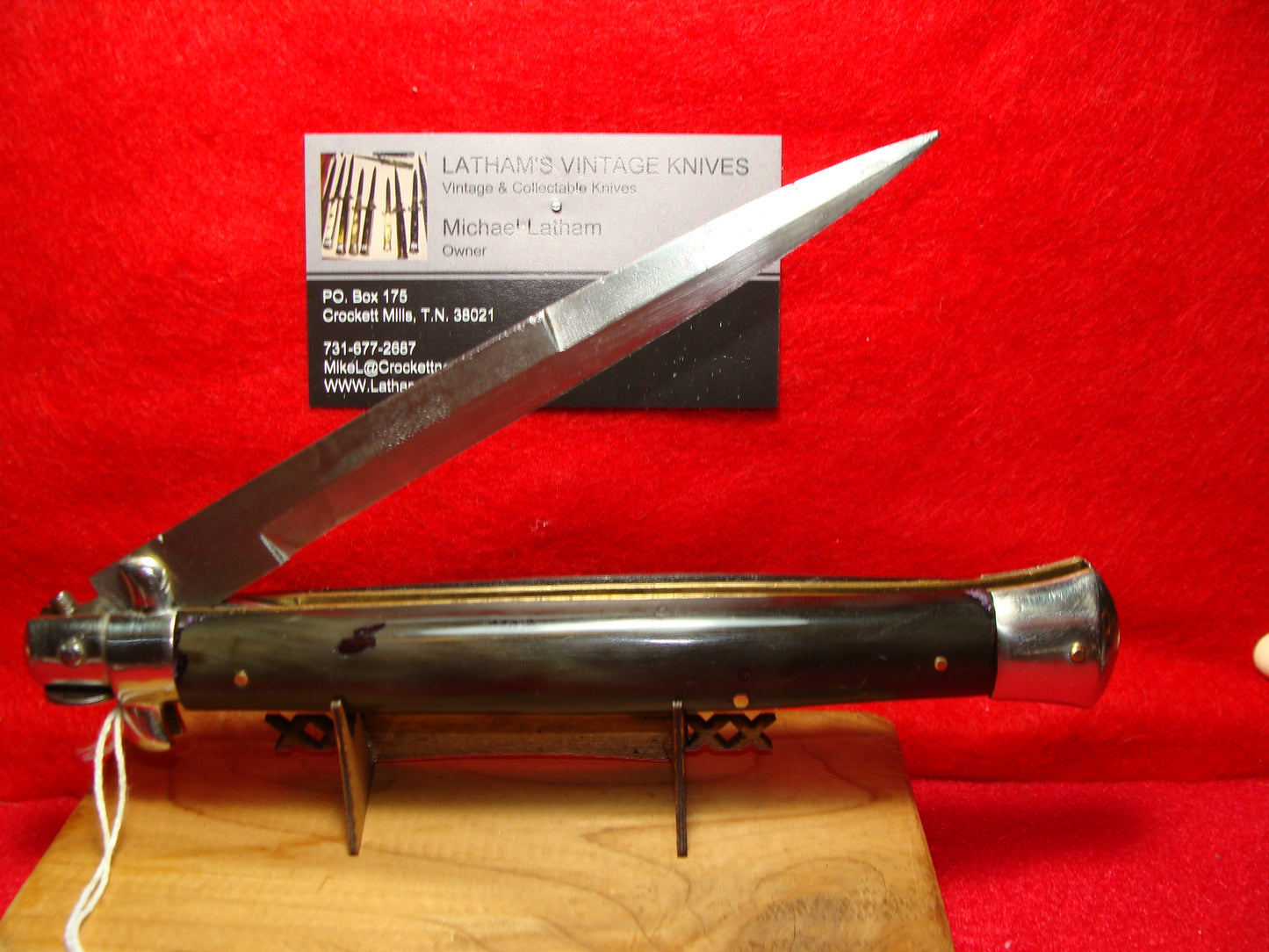 MAURO MARIO MADE IN ITALY 1950-56 PICK LOCK STILETTO 33 CM ITALIAN AUTOMATIC KNIFE BUFFALO HORN HANDLES