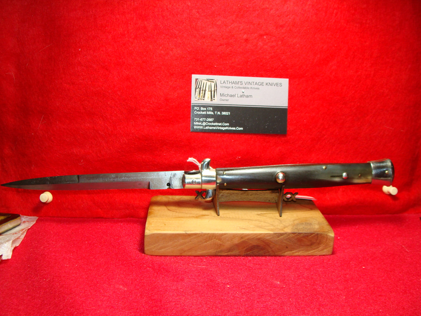 MAURO MARIO MADE IN ITALY 1950-56 PICK LOCK STILETTO 33 CM ITALIAN AUTOMATIC KNIFE BUFFALO HORN HANDLES