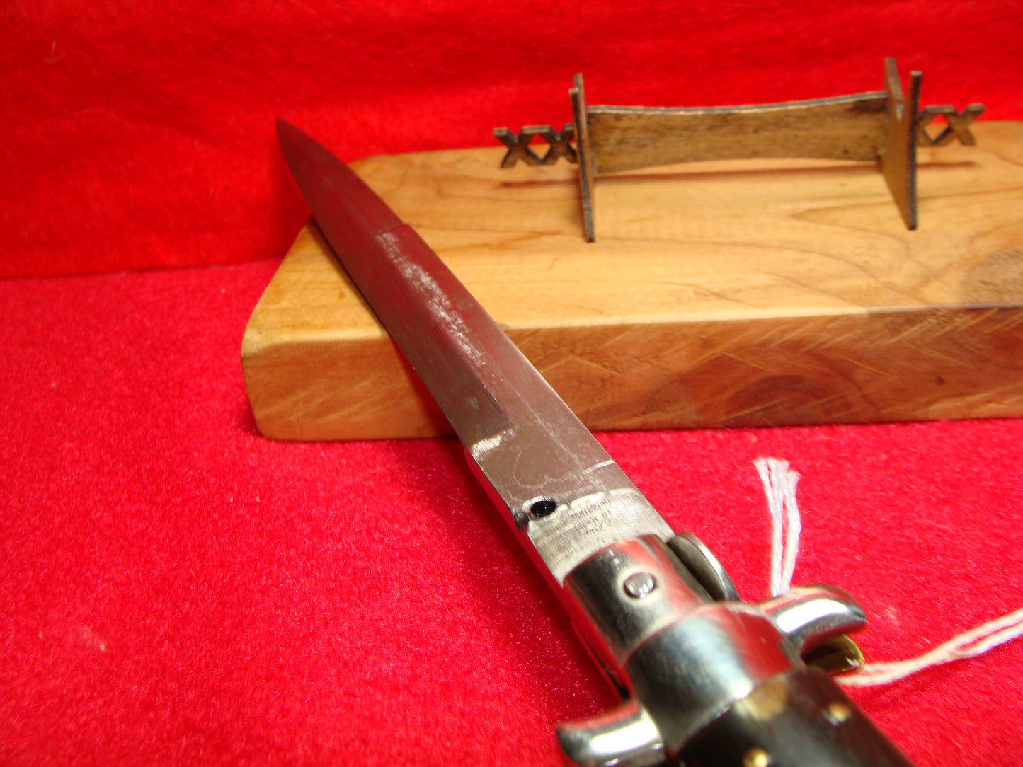 MAURO MARIO MADE IN ITALY 1950-56 PICK LOCK STILETTO 33 CM ITALIAN AUTOMATIC KNIFE BUFFALO HORN HANDLES