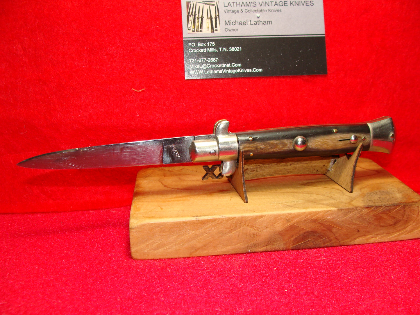 ROSTFREI PATENT ITALY 1962-68 BO/BC STILETTO 20 CM ITALIAN AUTOMATIC KNIFE BUFFALO HORN HANDLES