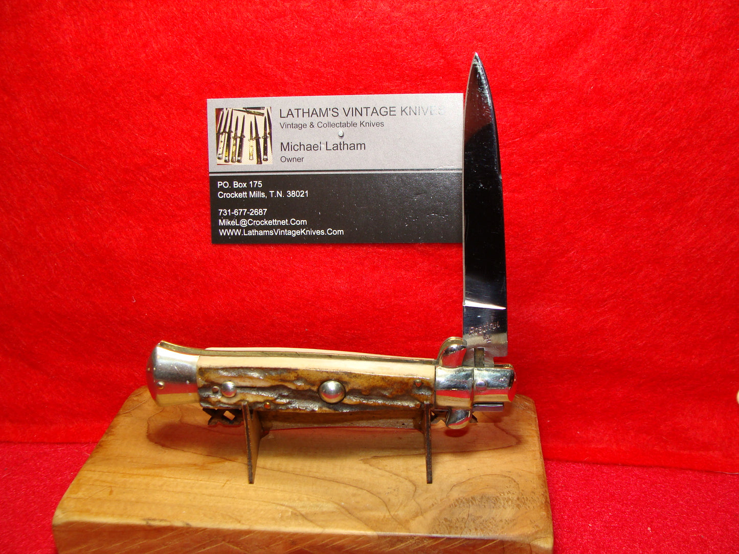 ROSTFREI 4 PATENT ITALY 1962-68 BO/BC STILETTO 20 CM ITALIAN AUTOMATIC KNIFE STAG HANDLES