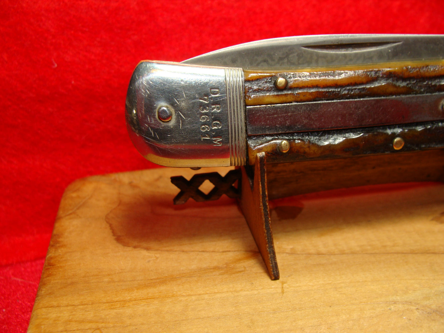 UNSTAMPED "STERILE"  D.R.G.M. 73661 GERMAN 1925-35 CAMPER SPRINGER LEVER AUTOMATIC GERMAN AUTOMATIC KNIFE STAG HANDLES