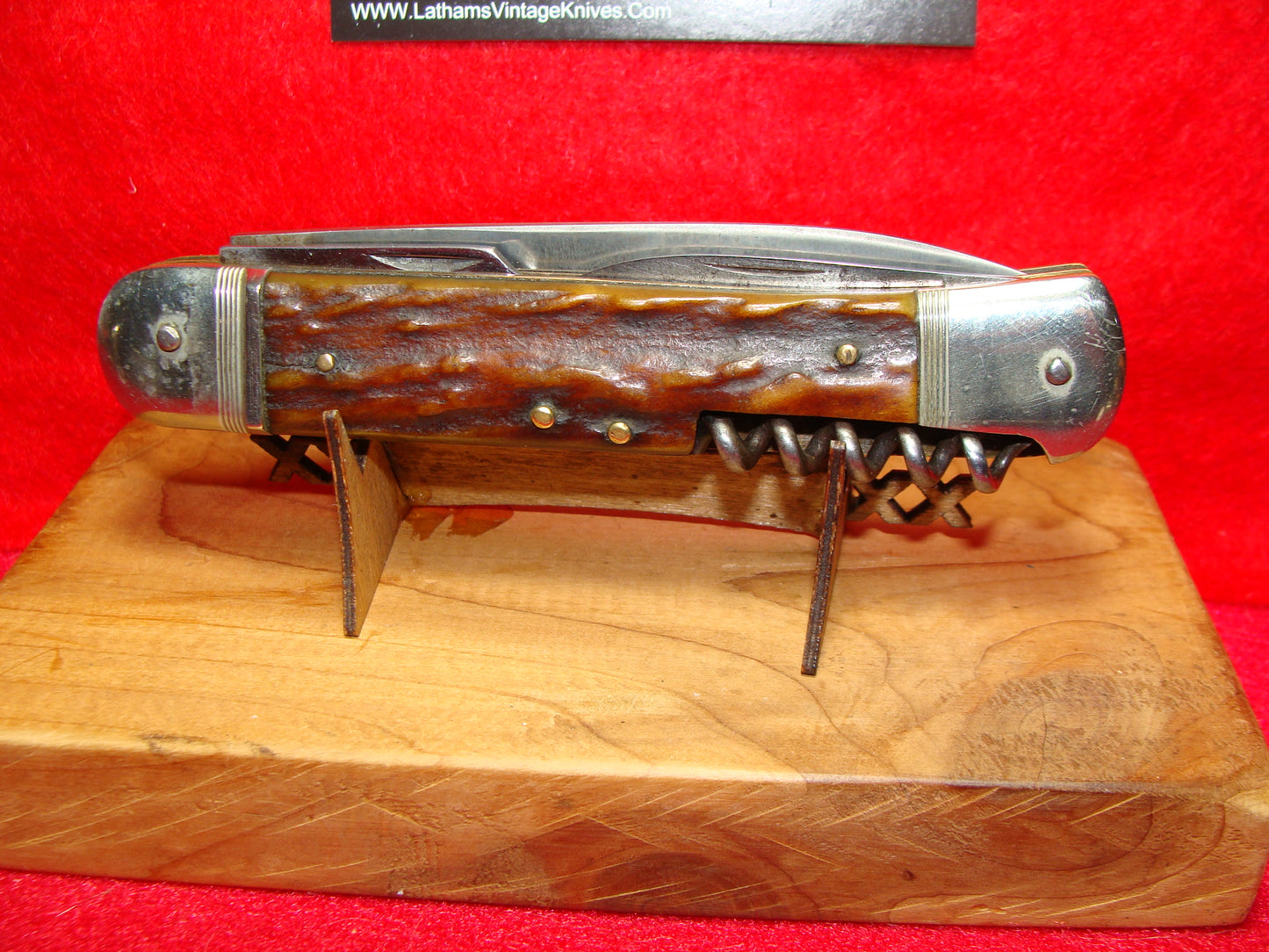 UNSTAMPED "STERILE"  D.R.G.M. 73661 GERMAN 1925-35 CAMPER SPRINGER LEVER AUTOMATIC GERMAN AUTOMATIC KNIFE STAG HANDLES