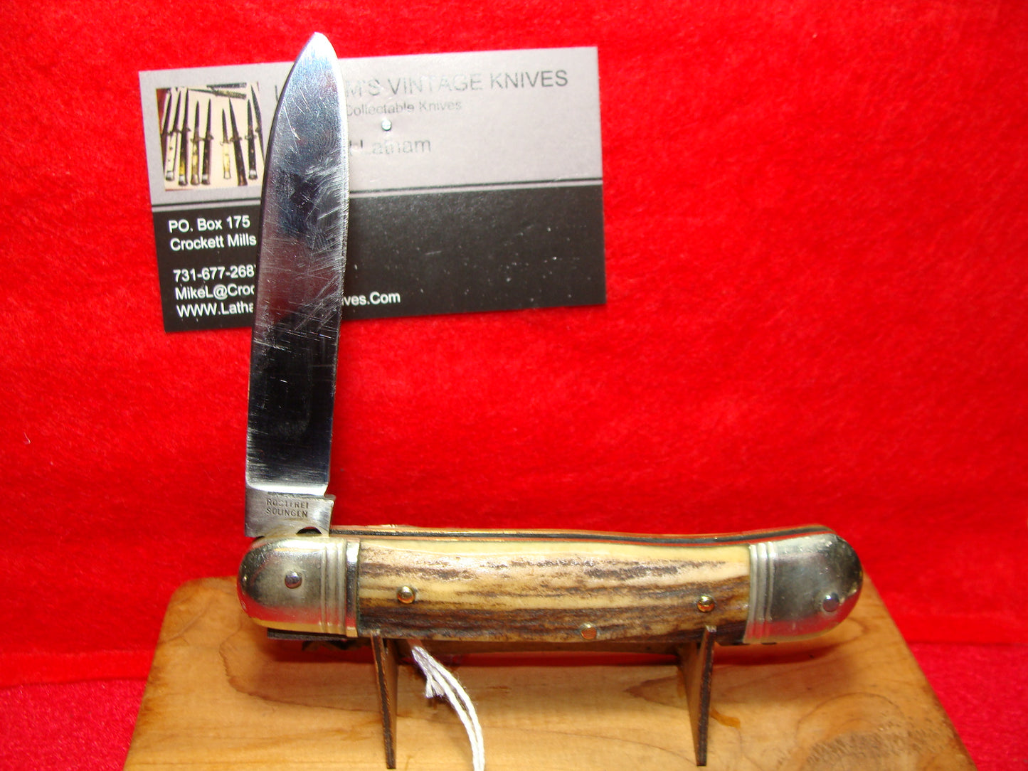 WEIDMANNSHEIL SOLINGEN GERMANY 1950-65 LEVER AUTOMATIC 10 CM GERMAN AUTOMATIC KNIFE STAG HANDLES